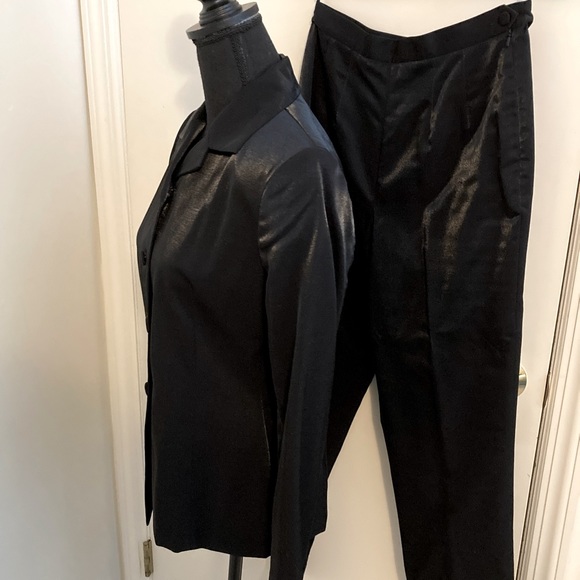 Vintage Banana Republic Black Shimmer Pantsuit Wool Blend Size 6 - Picture 5 of 7